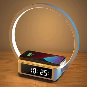 NEW Wireless Charger 3 Light LED Dimmable Lamp Desk Lamp Bedside Sunrise Alarm